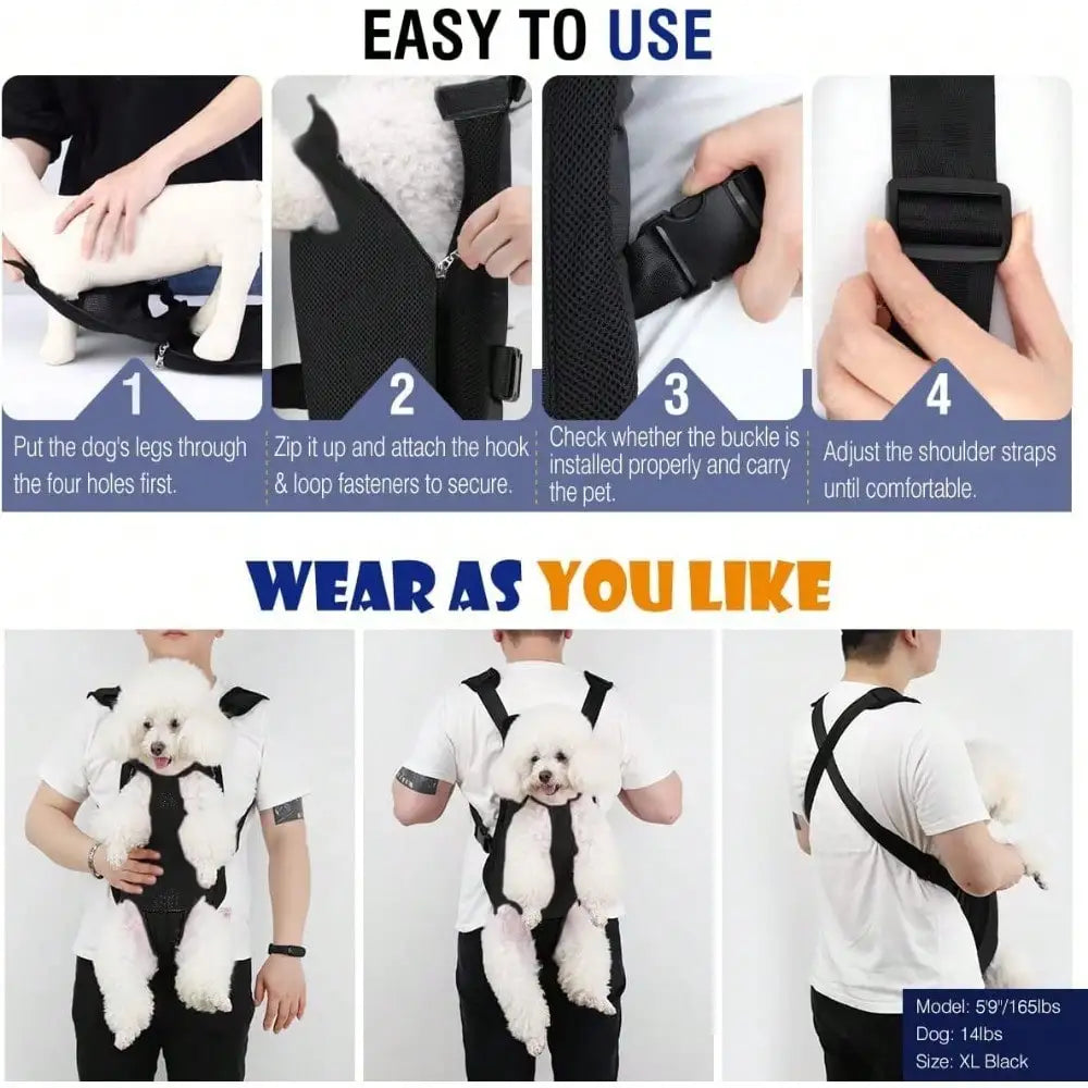 Front Chest Dog Backpack Carrier for Cats & Small Dogs Travel Hiking