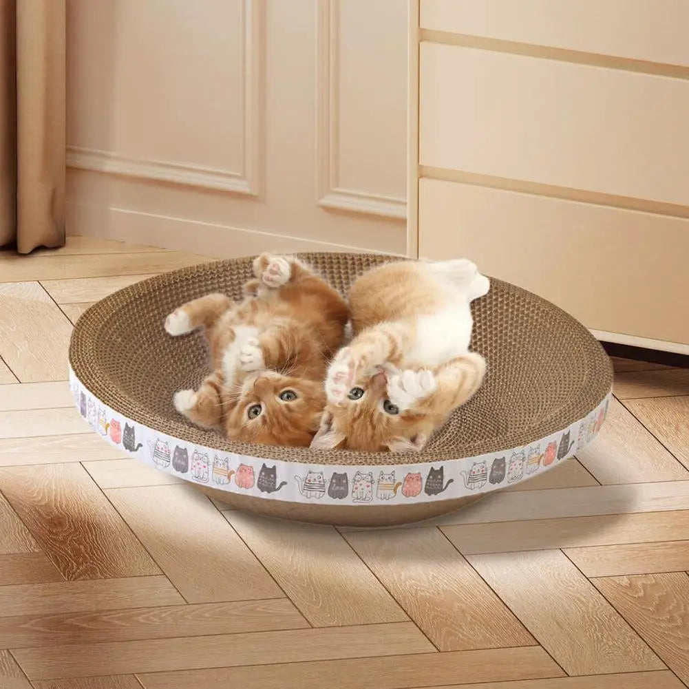Corrugated Cat Scratcher Bed – Oval Cardboard Scratching Lounge Nest