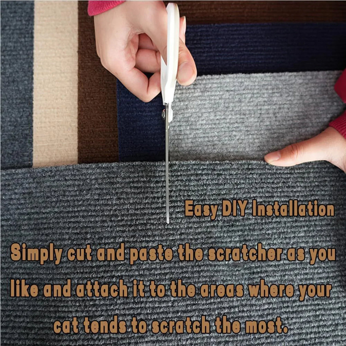 Self-Adhesive Cat Scratching Mat Trimmable Carpet Furniture Protector