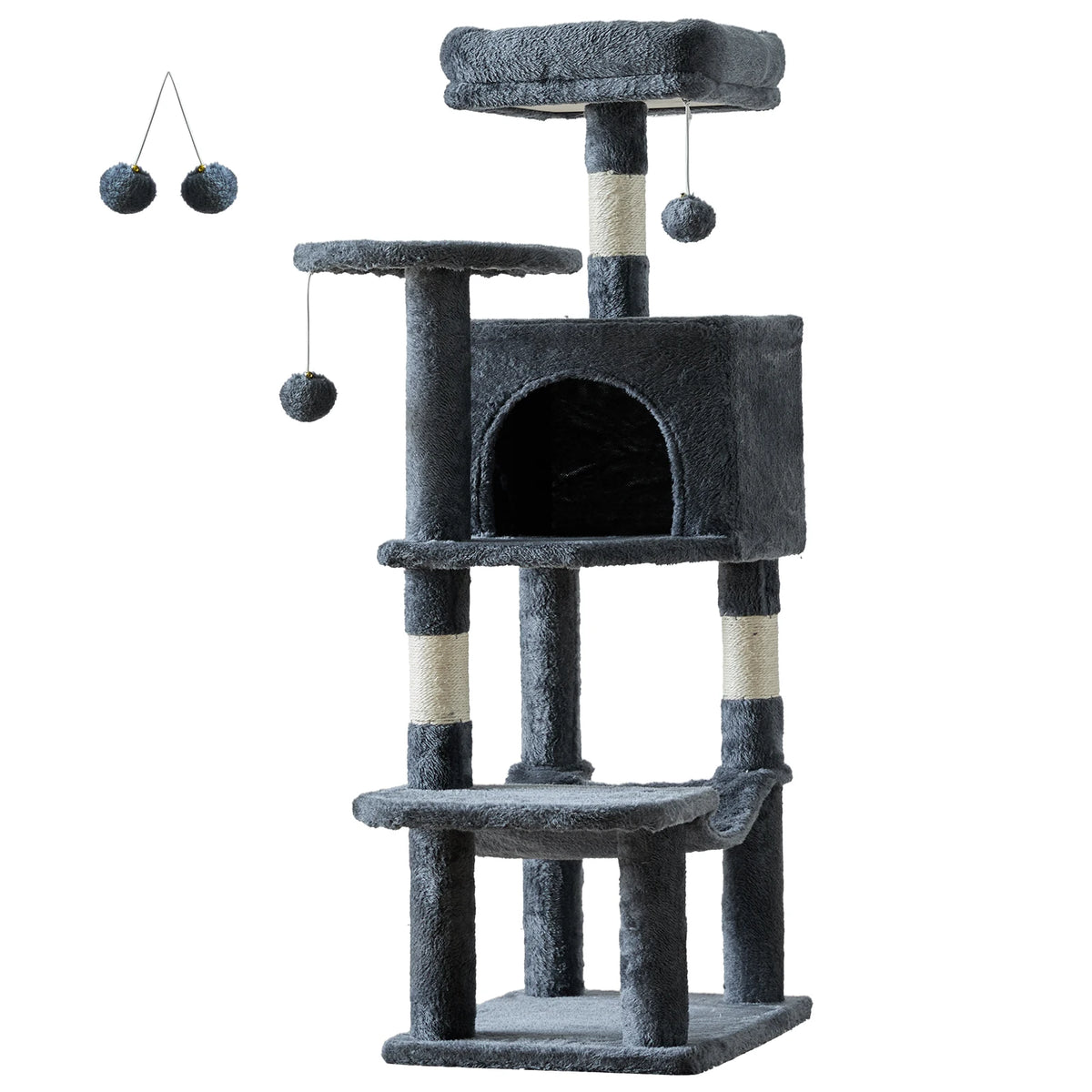 44-Inch Multi-Level Cat Tree with Scratching Posts