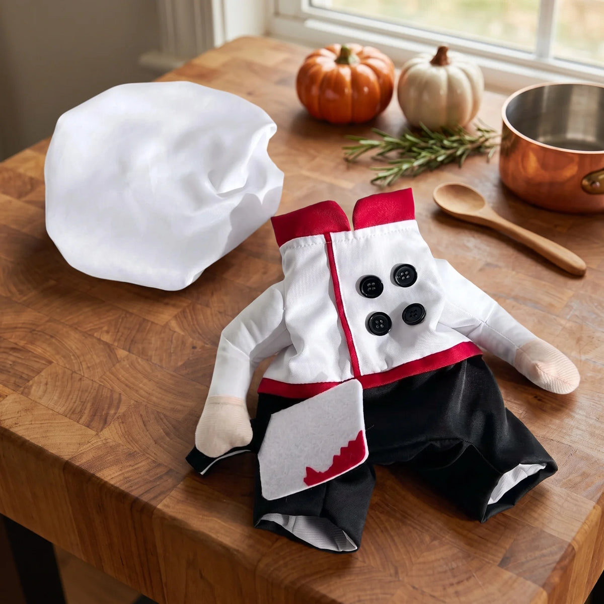 Funny Chef Pet Costume with Hat for Halloween Dress-Up Photos
