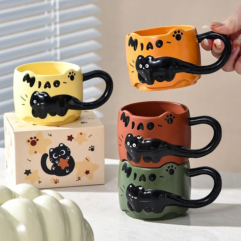 Stacking Cat Ceramic Mug, Cute Cartoon Coffee & Tea Cup Gift