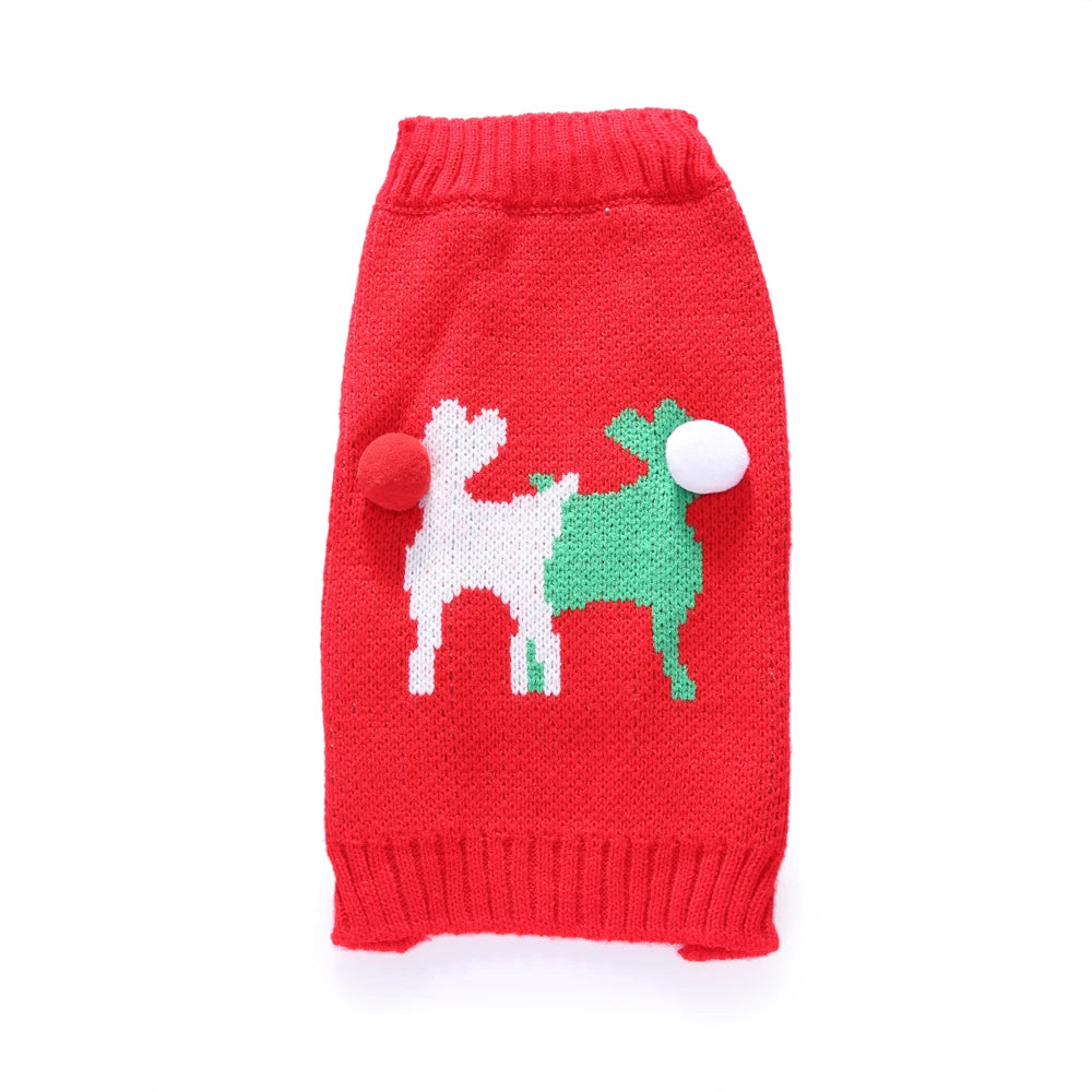 Christmas Dog Sweater, Geometric Pattern Winter Knit Puppy Coat