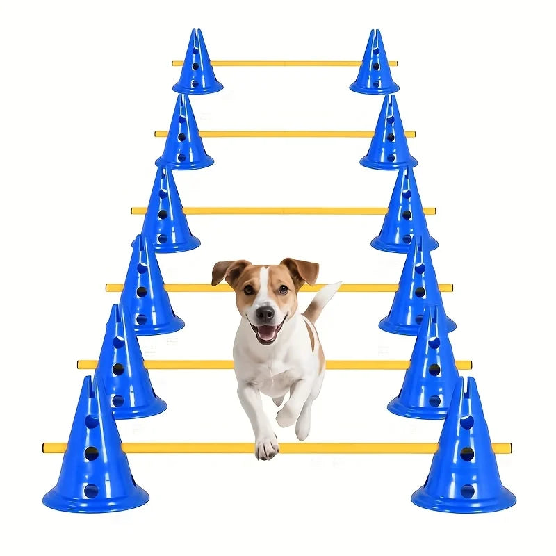 Dog Agility Training Set with Hurdle Stand & Roadblock Bucket