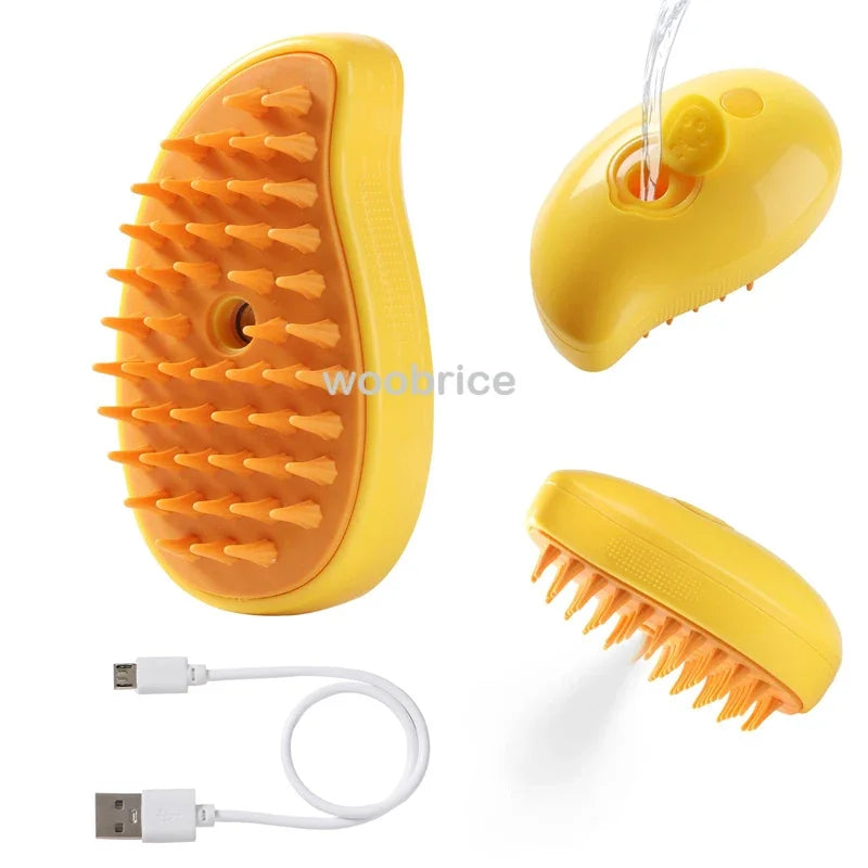 3-in-1 Electric Steam Grooming Brush for Dogs & Cats, Detangling