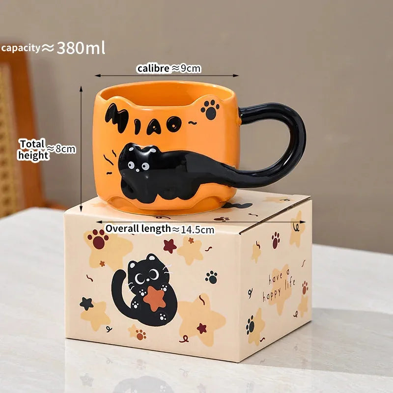 Stacking Cat Ceramic Mug, Cute Cartoon Coffee & Tea Cup Gift
