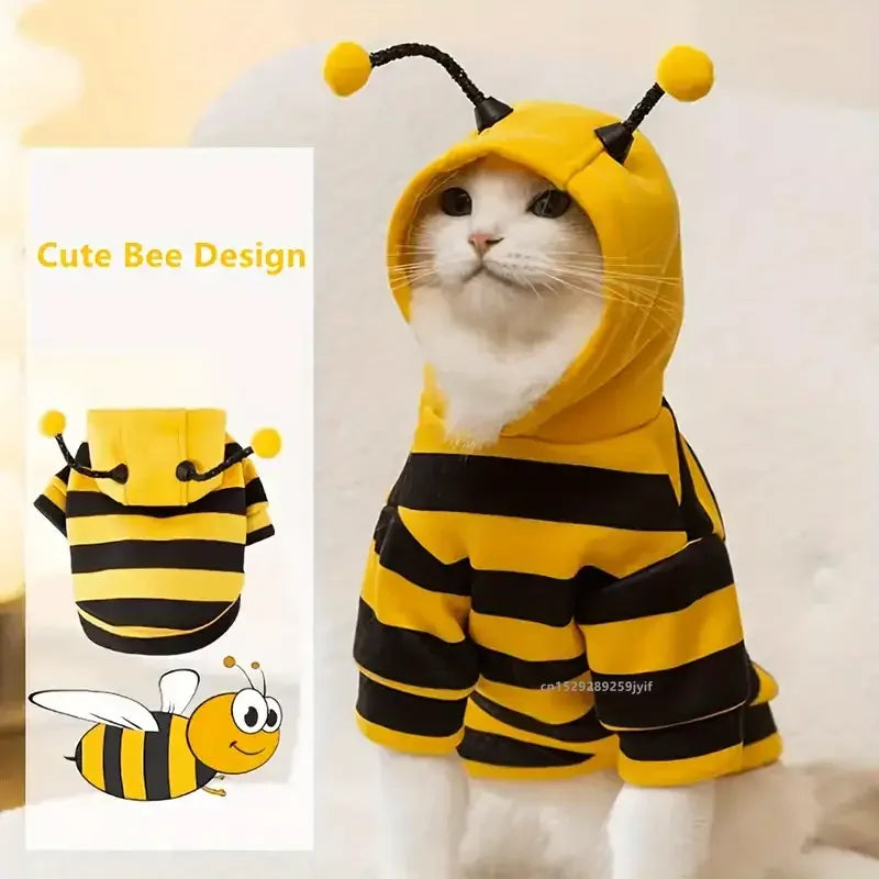Bee Costume Hoodie for Dogs & Cats, Warm Pet Outfit