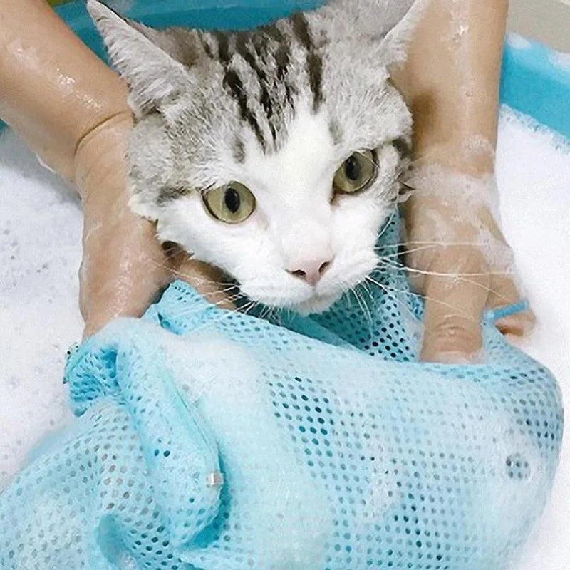 Mesh Cat Bathing Bag, Anti-Scratch Grooming Restraint for Nail Trims
