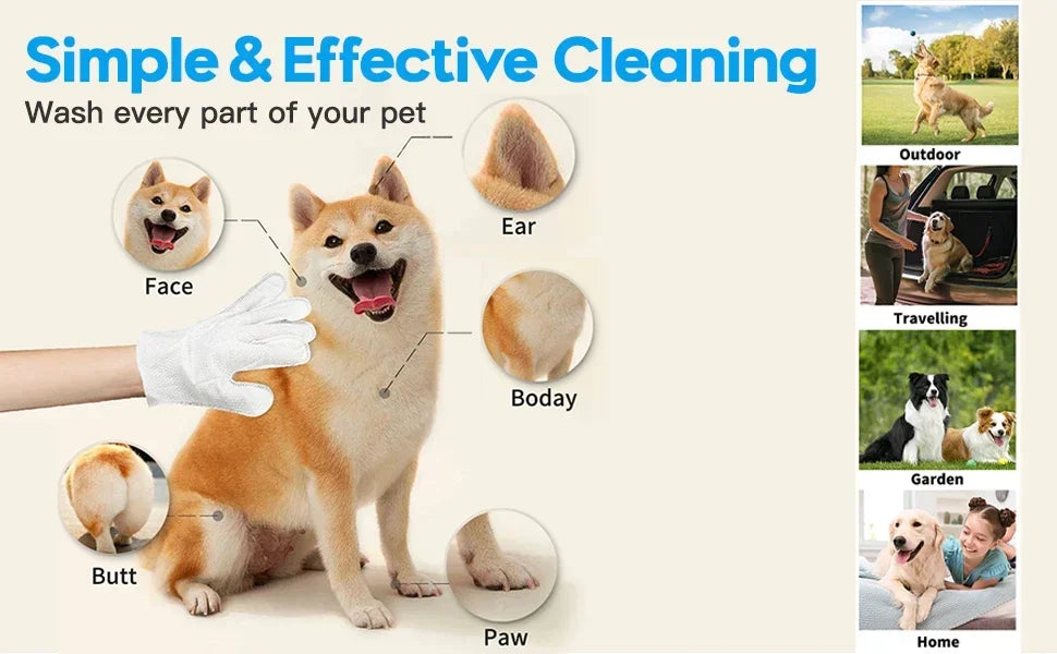 Extra-Thick Unscented Pet Cleaning Wipes for Dogs & Cats, 6 Pack