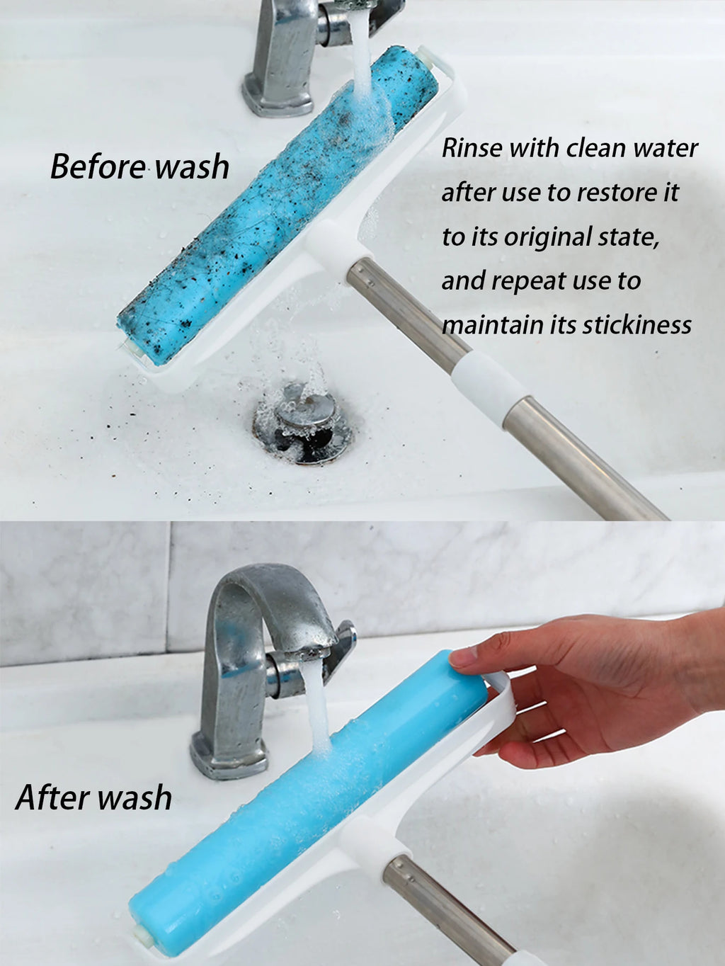Reusable Pet Hair Lint Roller with Extendable Handle for Floors & Beds