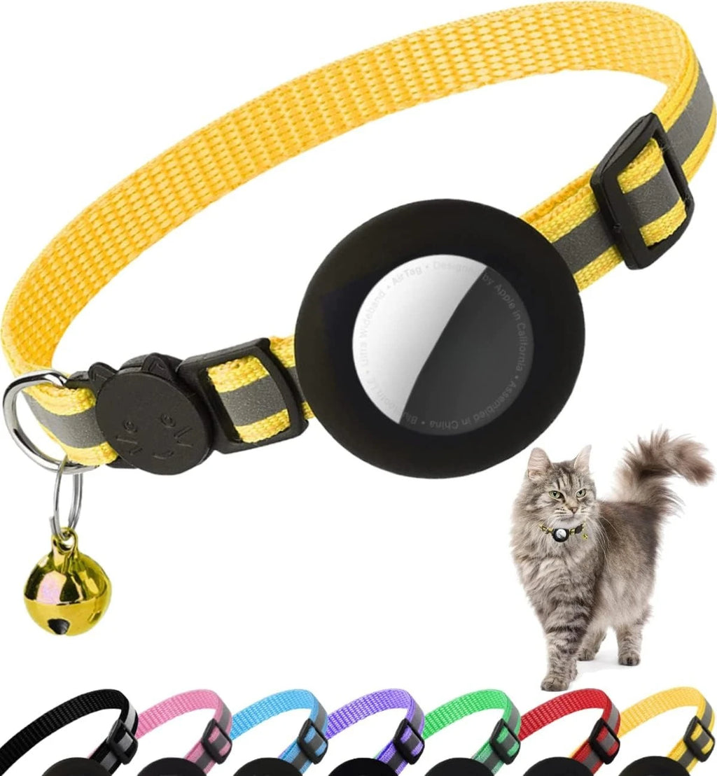 Breakaway Reflective Cat Collar with Bell and AirTag Holder for Cats