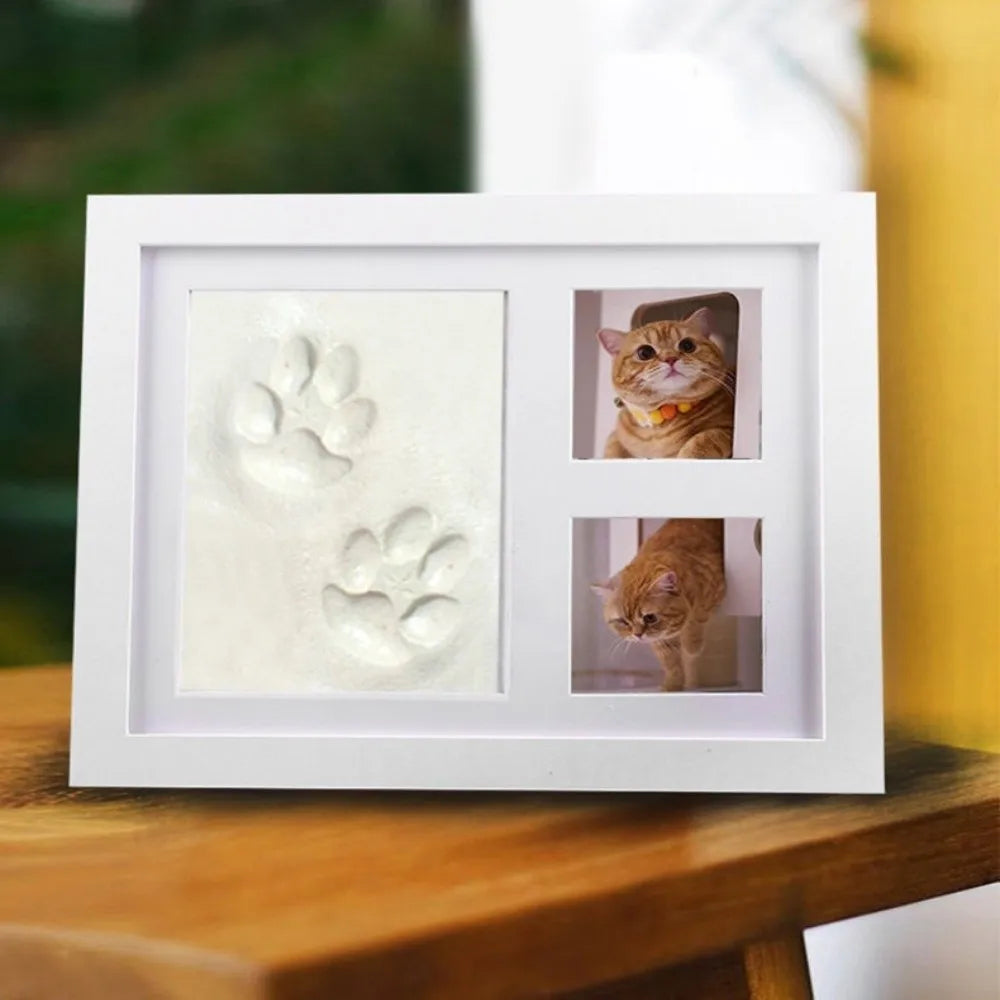 DIY Pet Paw Print Clay Keepsake Kit with Wooden Photo Frame