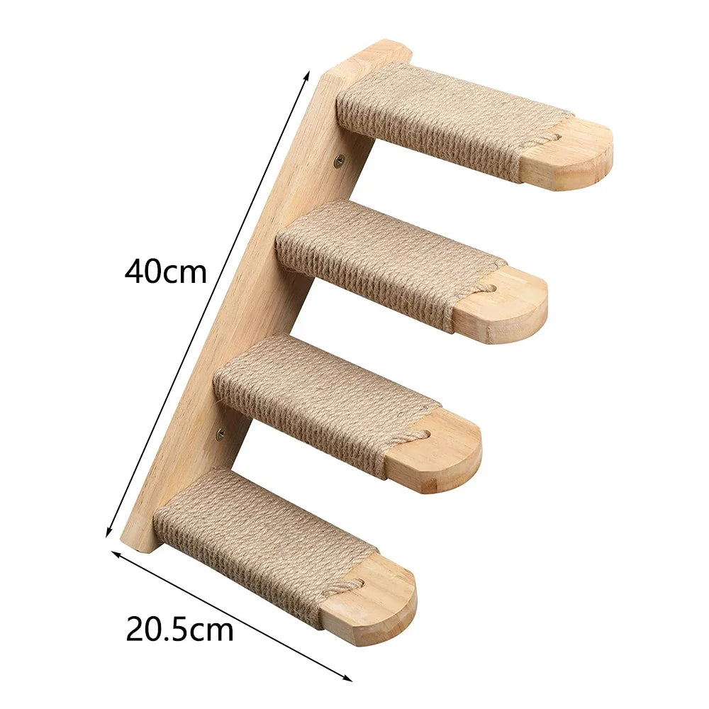 Wall-Mounted Cat Climbing Shelf Set with Scratching Post & Hammock