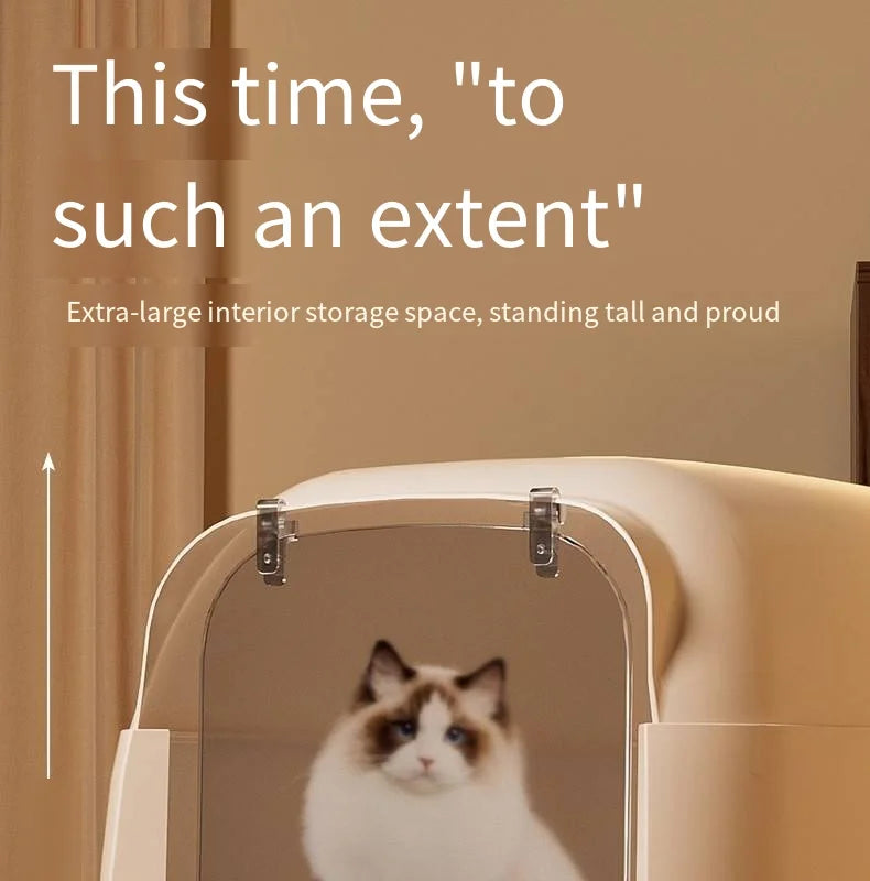 Fully Enclosed Drawer Cat Litter Box with Splash-Proof Anti-Odor Lid