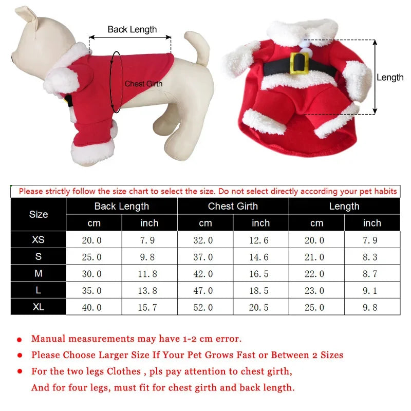 Dog Santa Claus Christmas Costume for Small Dogs & Cats