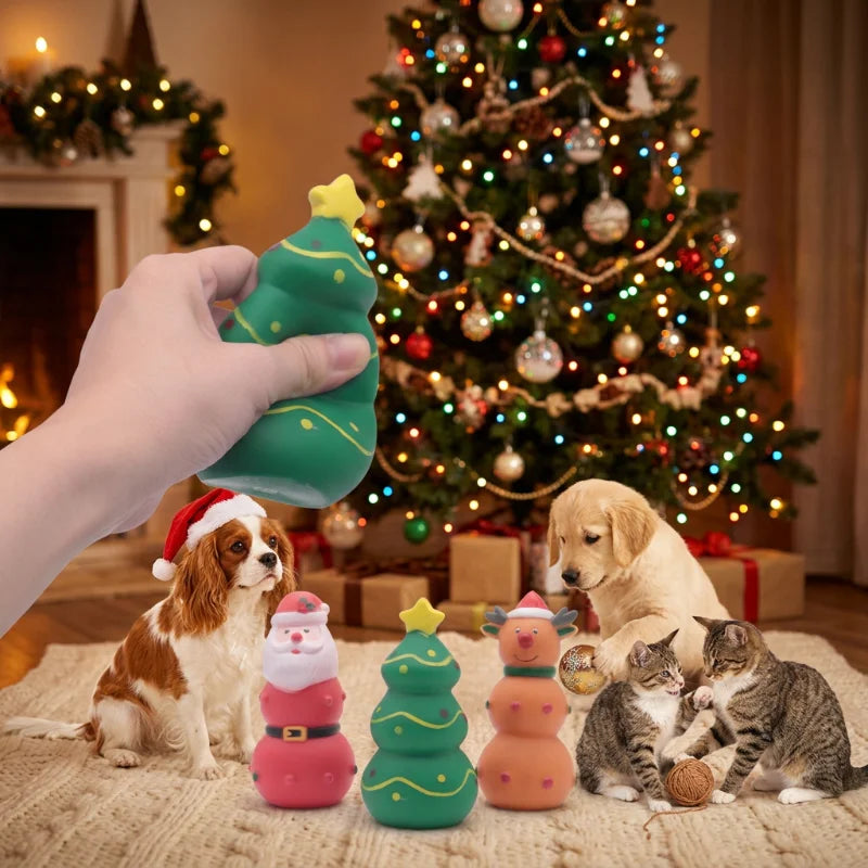 Christmas Durable Squeaky Dog Chew Toy for Teething Teeth
