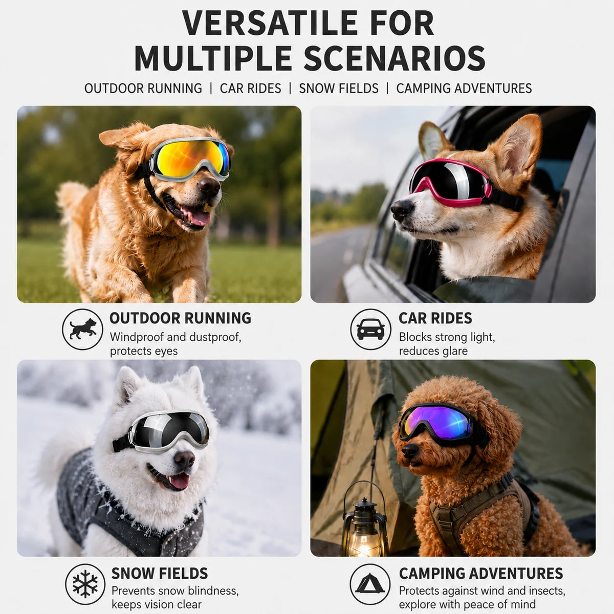 Adjustable Dog Goggles Anti-UV Sun Sunglasses