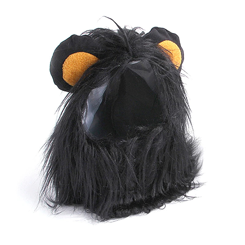 Halloween Lion Mane Wig Costume Hat with Ears for Cats & Small Dogs