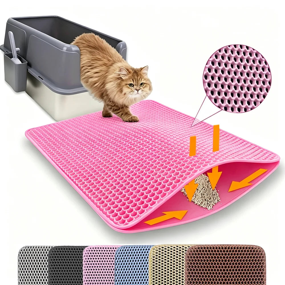Double-Layer Cat Litter Trapping Mat, Waterproof Non-Slip Pad