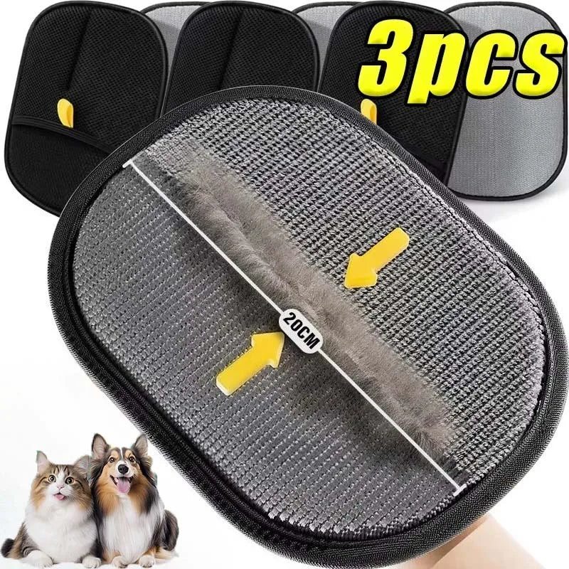 3-Piece Pet Grooming Glove Set, Self-Cleaning Hair Remover