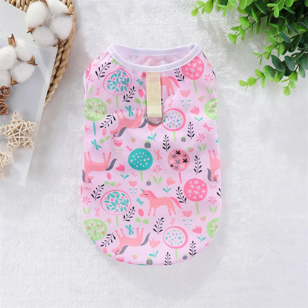 Cooling Summer Pet Vest – Soft Cartoon Shirt for Small & Large Dogs