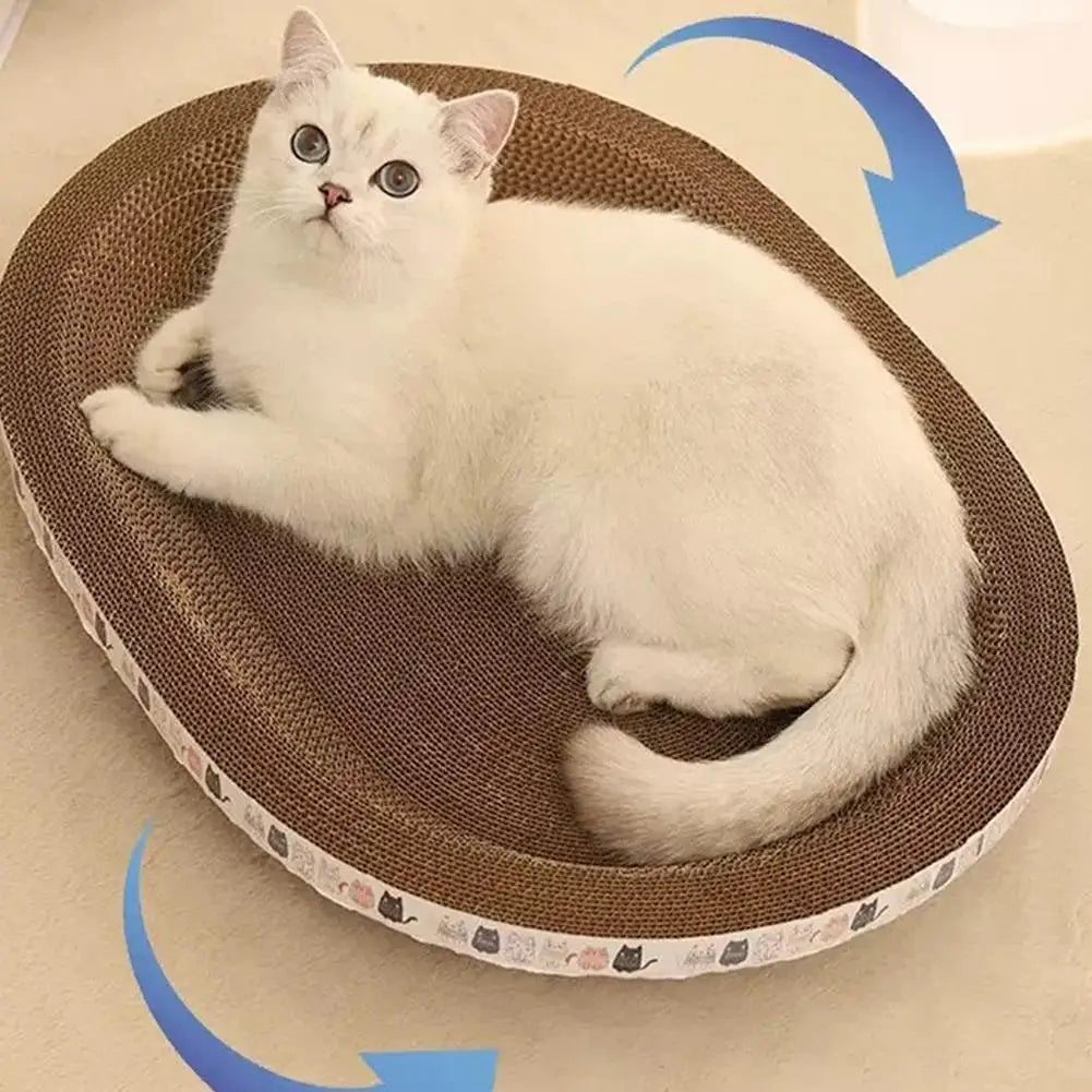 Corrugated Cat Scratcher Bed – Oval Cardboard Scratching Lounge Nest