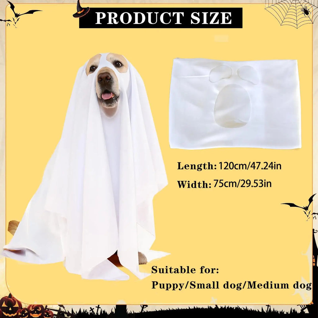 Dog Ghost Halloween Costume Cosplay Party Outfit for Pets