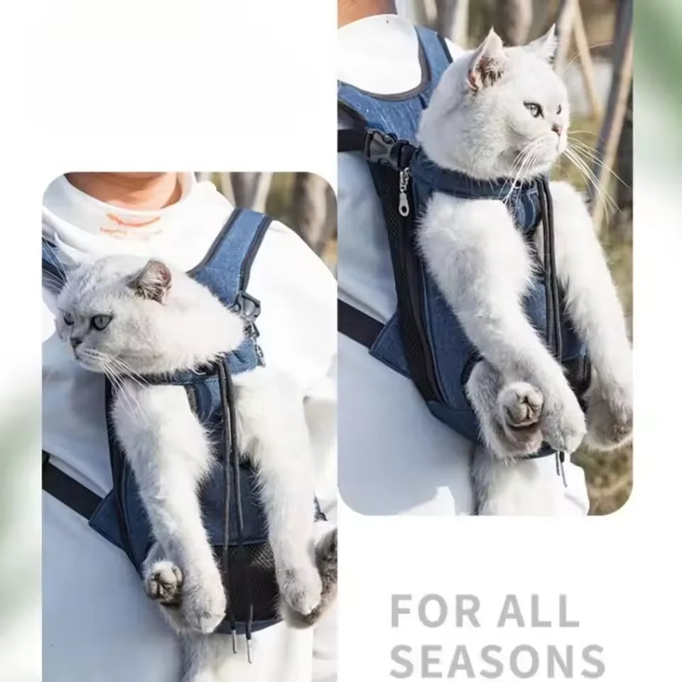 Breathable Mesh Pet Carrier Backpack, Hands-Free Front Carrier