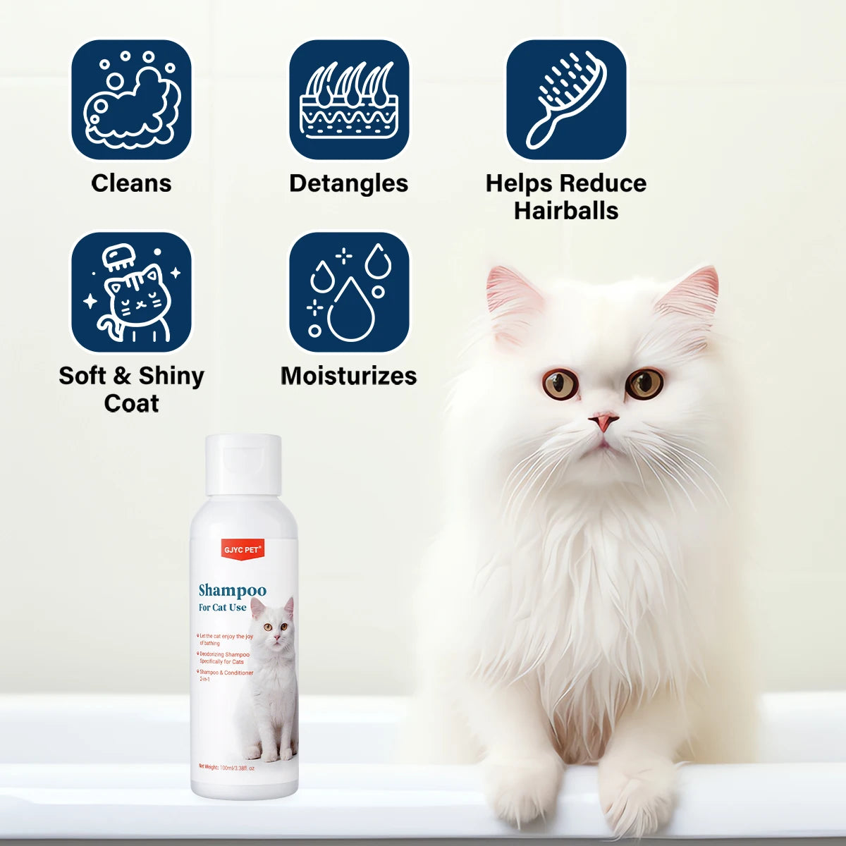Gentle Moisturizing Cat Shampoo for Soft, Shiny, Odor-Free Fur