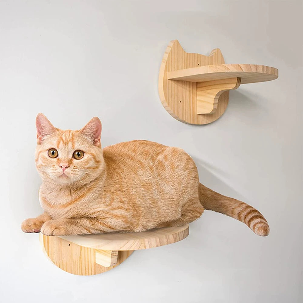 Wall-Mounted Cat Climbing Shelf Set with Scratching Post & Hammock