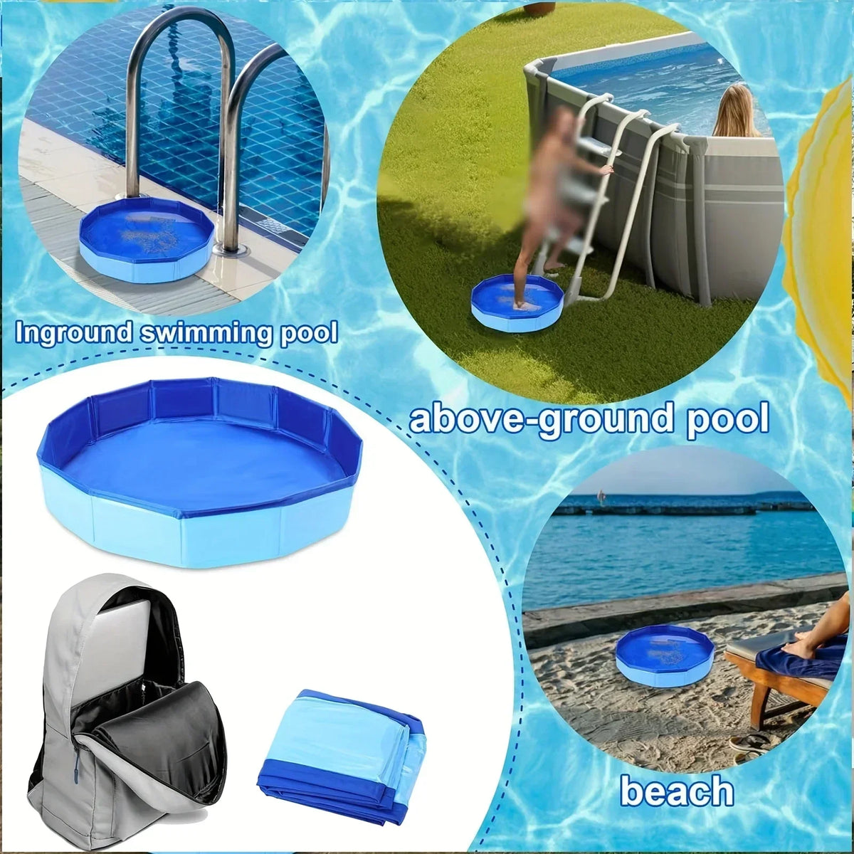 Foldable Dog Bath Pool, Portable Pet Swimming Tub for Dogs & Cats