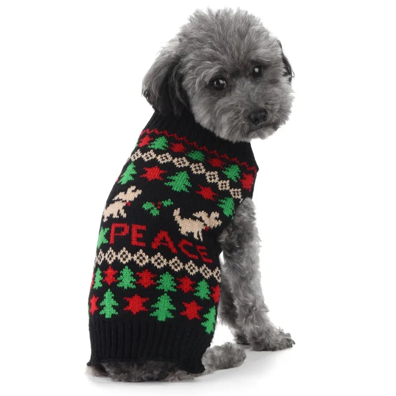 Soft Warm Christmas Turtleneck Dog Sweater for Small Dogs