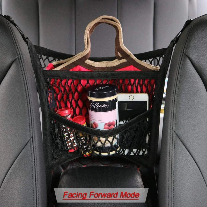 Stretchy Car Seat Pet Barrier Net with Storage Pocket for Dogs