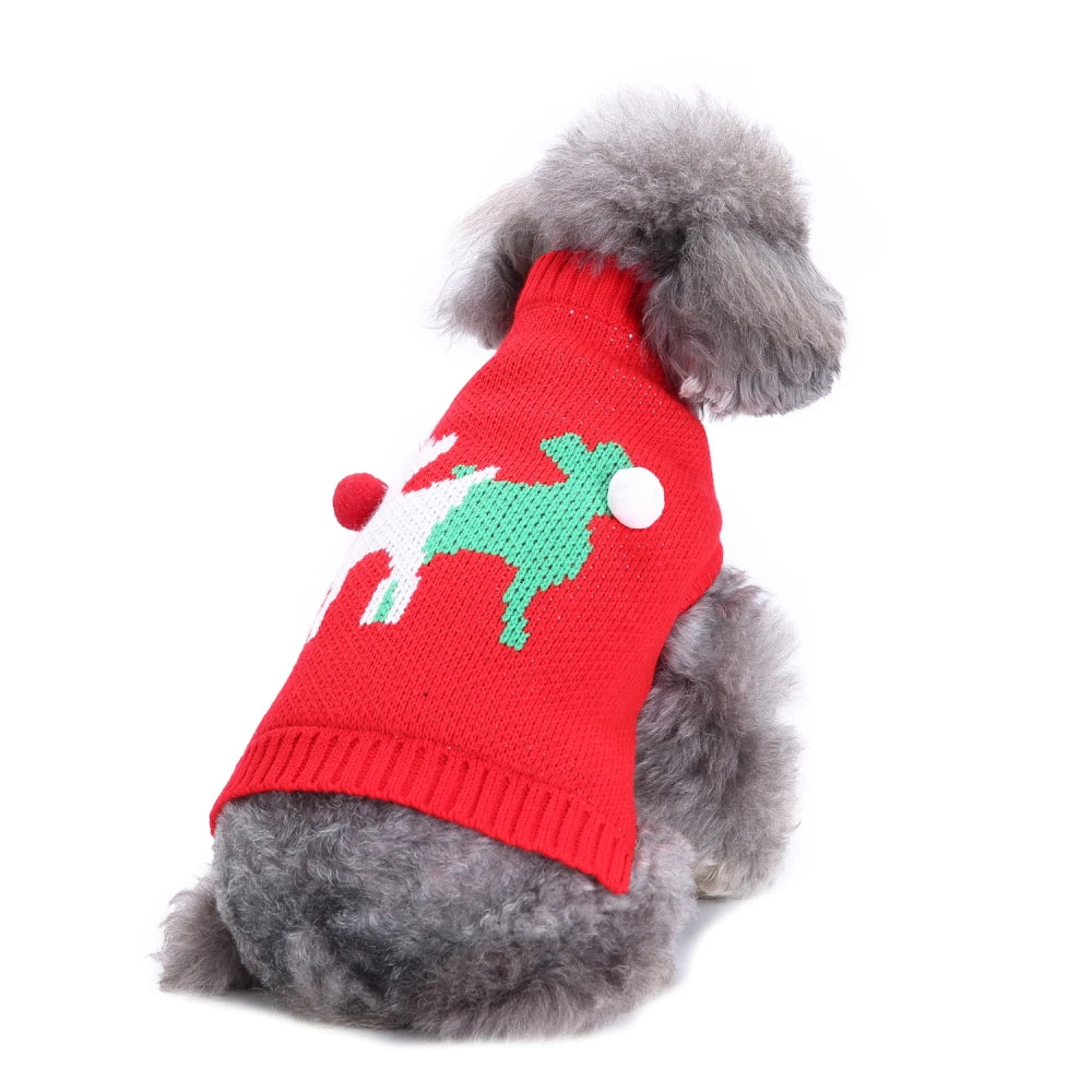 Christmas Dog Sweater, Geometric Pattern Winter Knit Puppy Coat