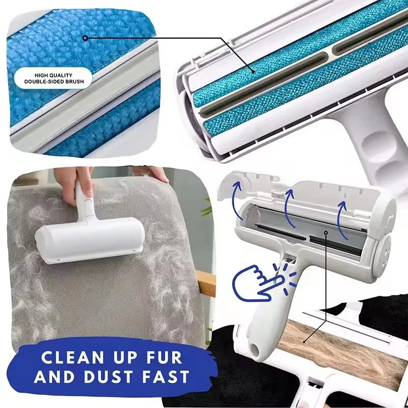 Self-Cleaning Pet Hair Remover Roller for Furniture & Clothes