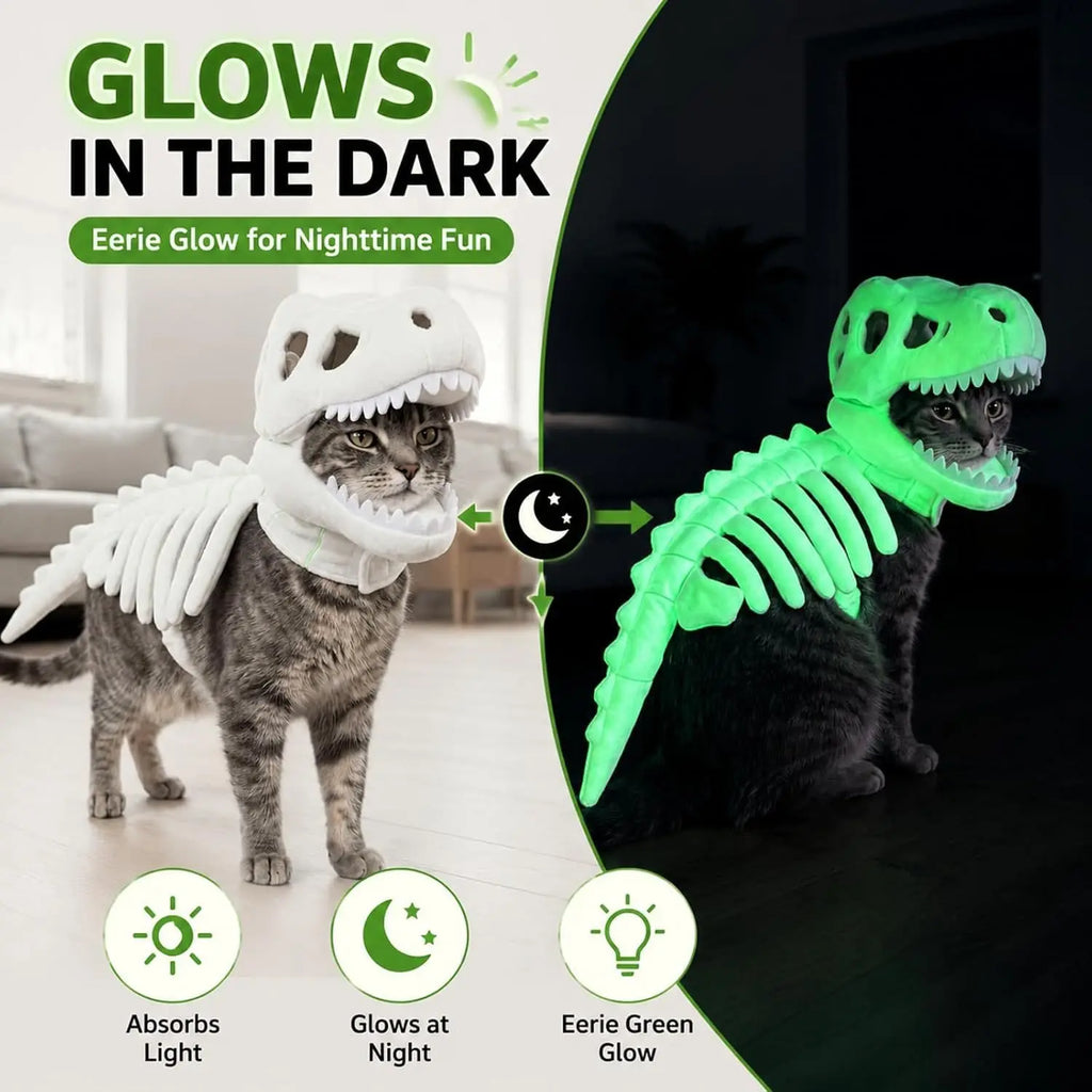 Funny Dinosaur Skeleton Pet Costume for Dogs and Cats Halloween