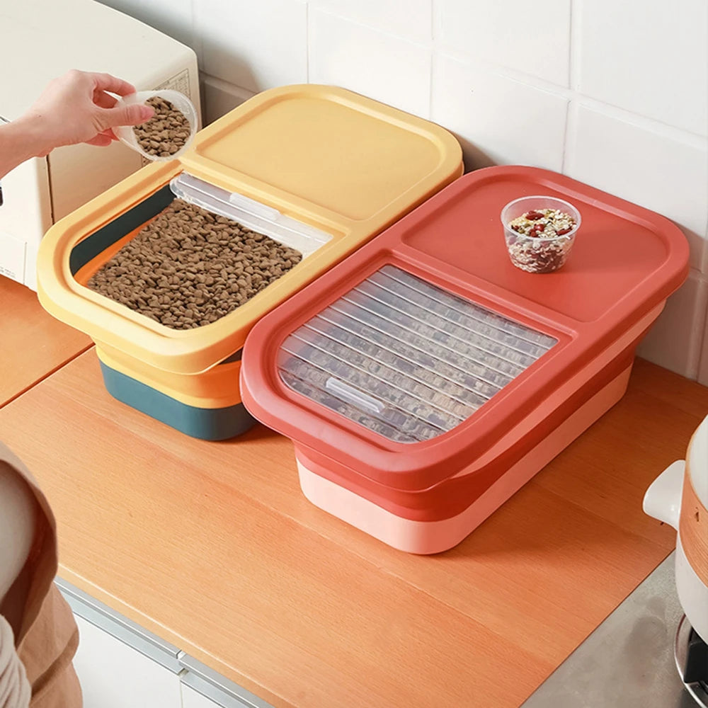 Collapsible Airtight Pet Food Storage Container with Lid, 13-33 lb