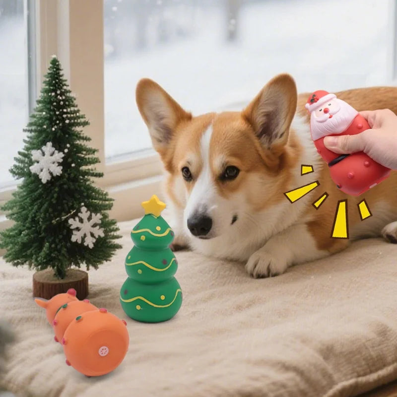 Christmas Durable Squeaky Dog Chew Toy for Teething Teeth