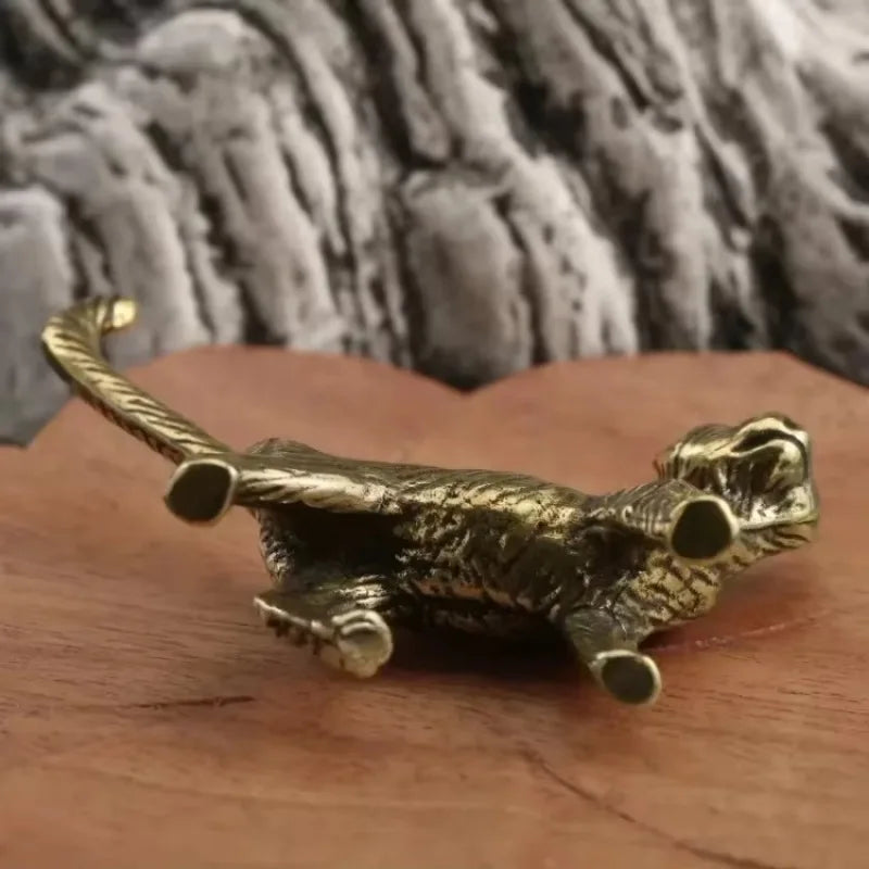 Retro Brass Cat Figurine Desktop Ornament, Cat Lover Decor Gift