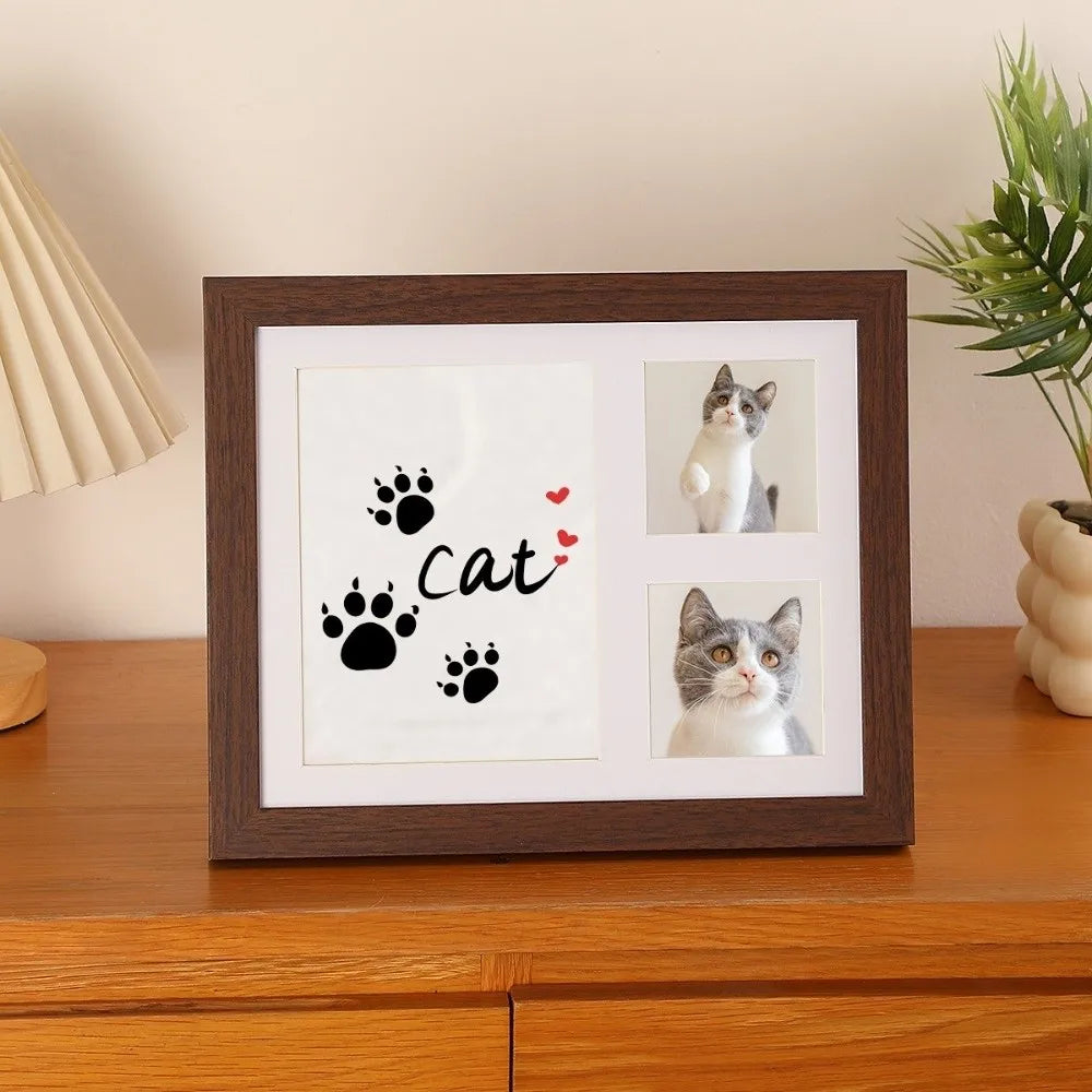 DIY Pet Paw Print Clay Keepsake Kit with Wooden Photo Frame