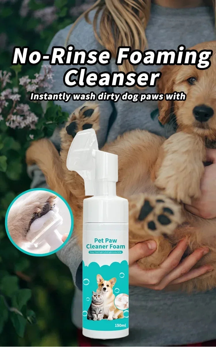 No-Rinse Paw Cleaning Foam for Dogs & Cats, Gentle Foot Wash 150ml