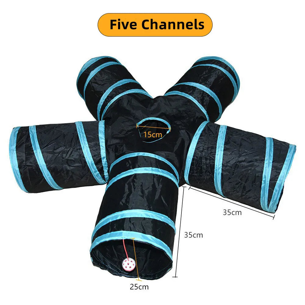 Foldable Cat Play Tunnel, Crinkle Peek-a-Boo Tube Toy