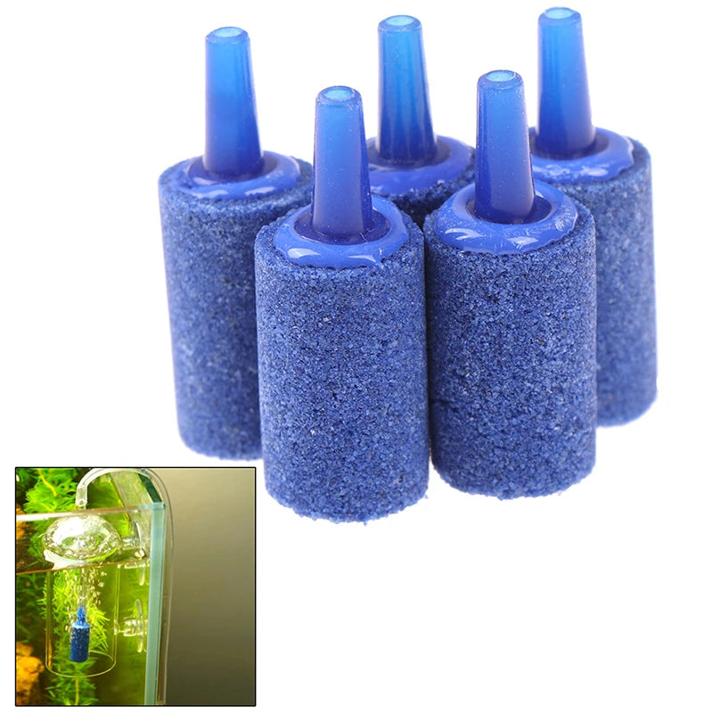 Aquarium Air Stone Cylinder Bubble Diffuser – 5 Pack Fish Tank Aerator