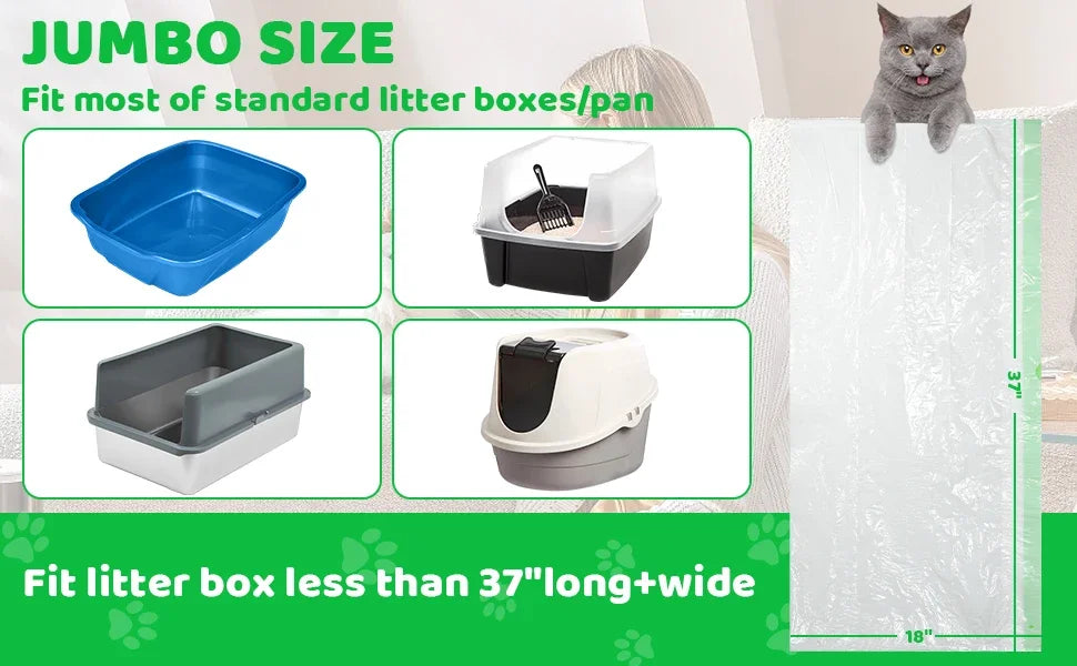 Extra-Thick Jumbo Cat Litter Pan Liners with Drawstring