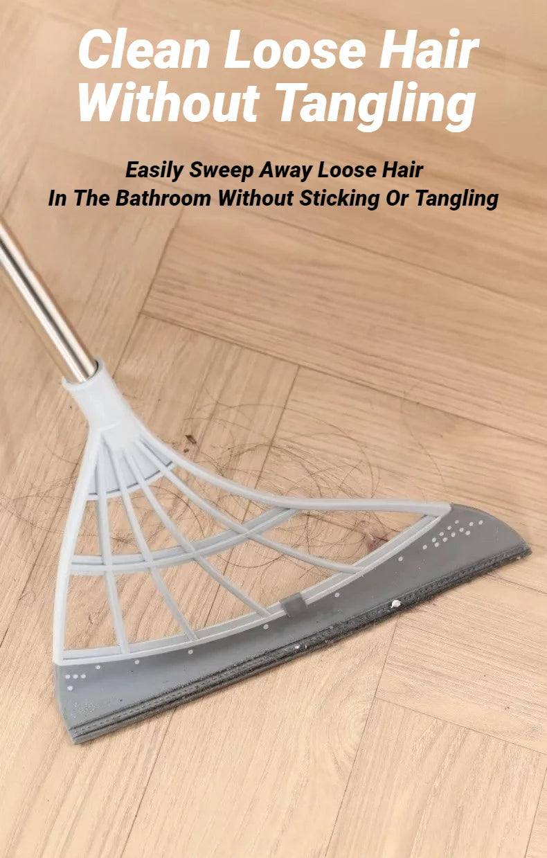 Silicone Pet Hair Broom and Floor Squeegee for Carpets and Tile Floors