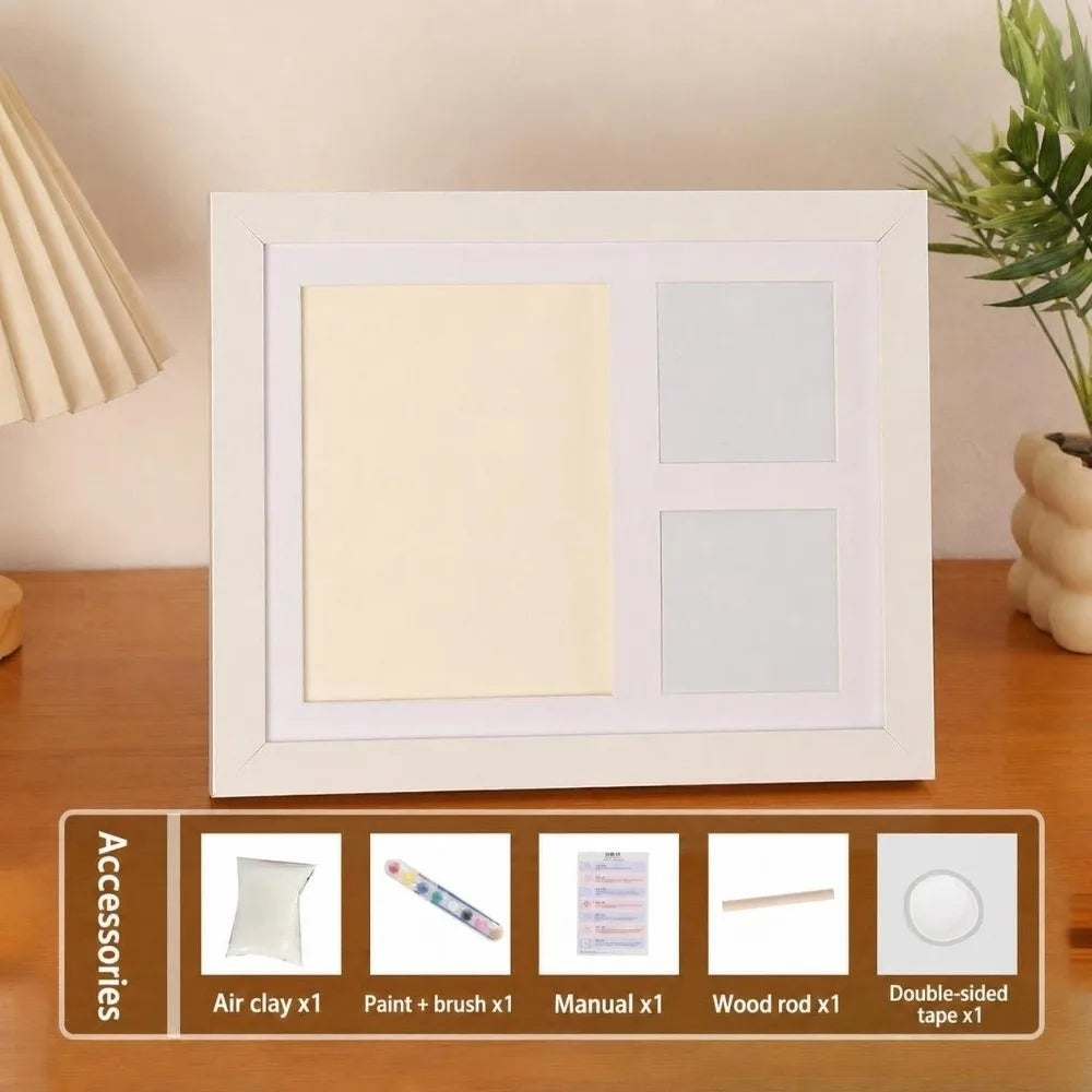 DIY Pet Paw Print Clay Keepsake Kit with Wooden Photo Frame