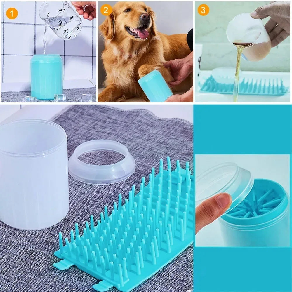 Portable Dog Paw Cleaner Cup with Soft Silicone Bristles
