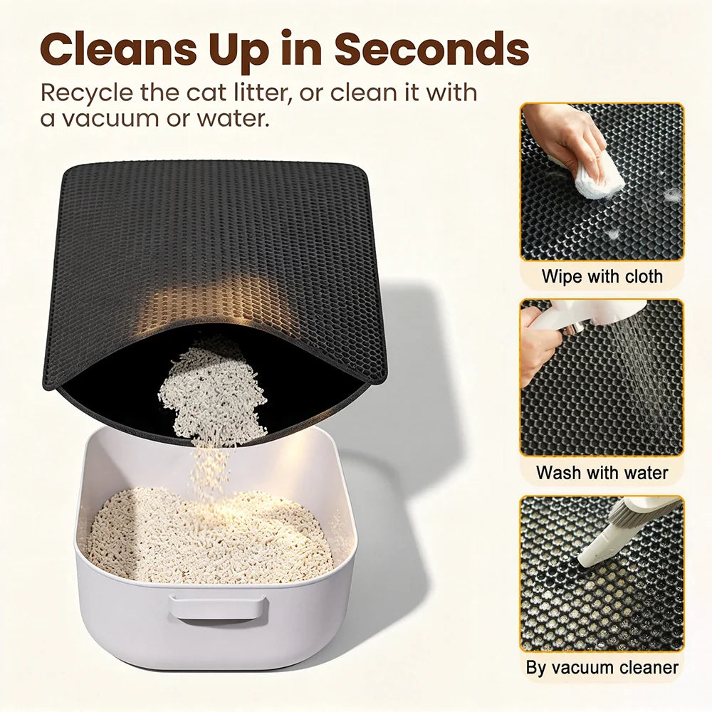 Double-Layer Cat Litter Trapping Mat, Waterproof Non-Slip Pad