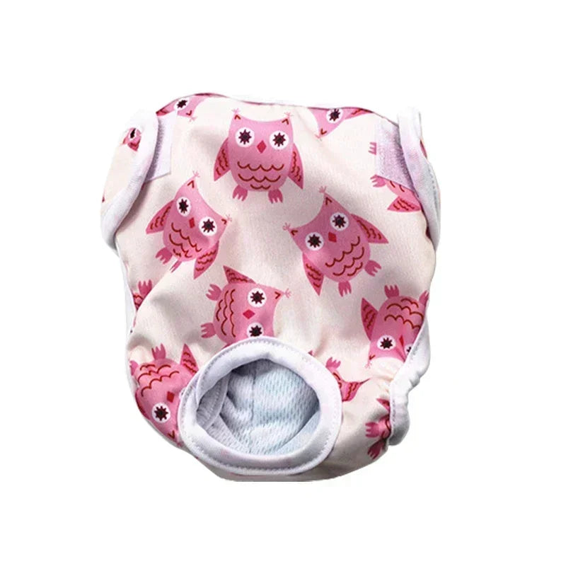 Washable Female Dog Diapers with Cute Cartoon Prints, Reusable