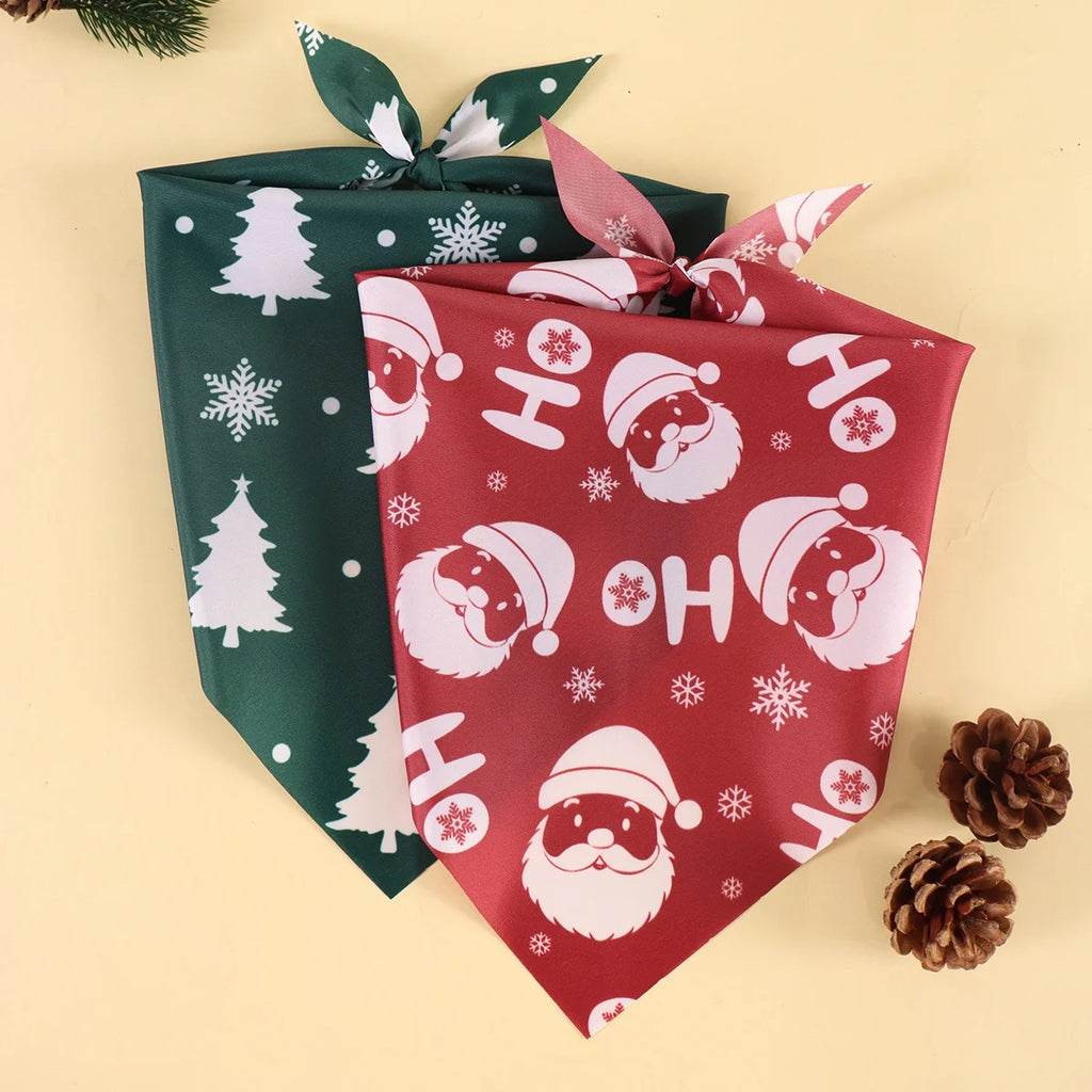 Christmas Plaid Dog Bandanas 2-Pack, Washable Holiday Pet Scarf Bibs